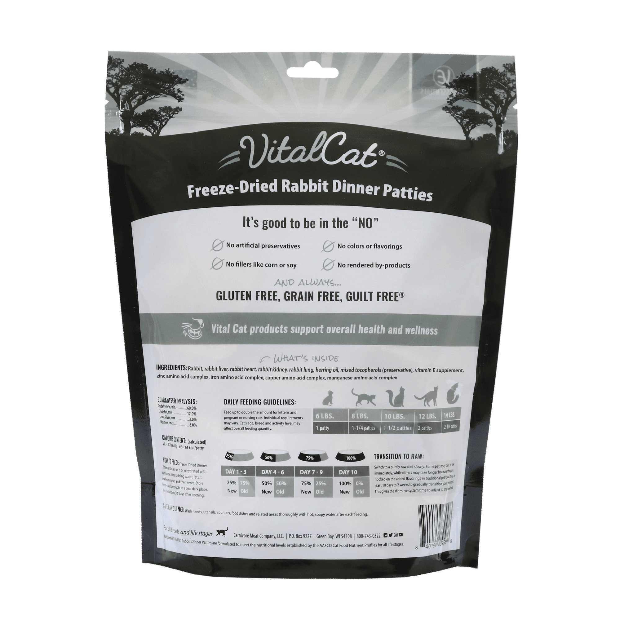 Buy Vital Essentials Freeze Dried Cat Food, Rabbit Dinner Patties 8 oz