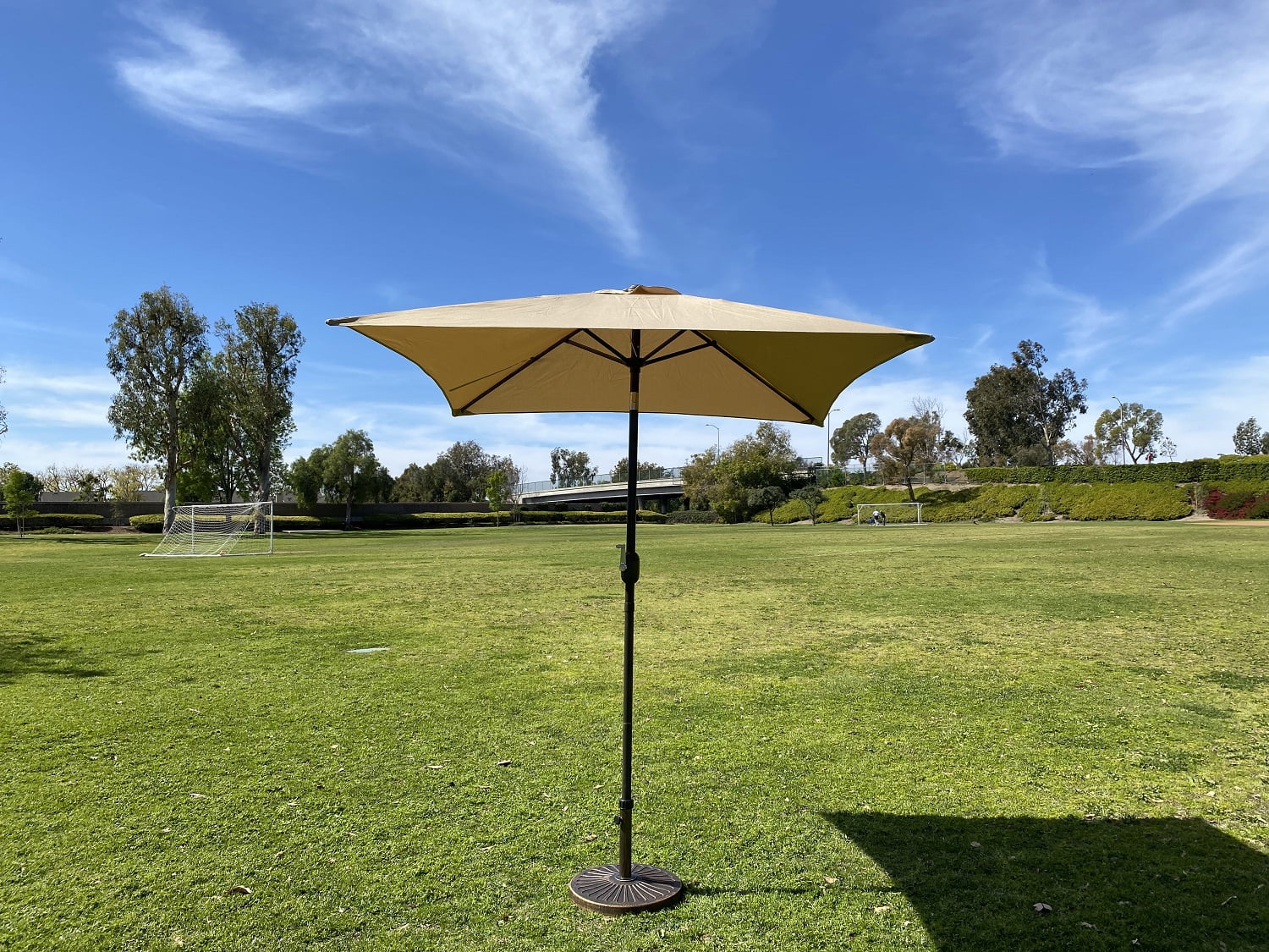 Davee 6.5ft Square Market Umbrella With Stand/BaseBrown Color