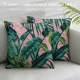 thumbnail image 3 of Tropical Green Palm Leaf Throw Pillow Cover Exotic Forest Tree Jungle Beach Banana Floral Pink Warm Cushion Case Cotton Linen for Home Office Sofa Chair Bedroom, 3 of 5