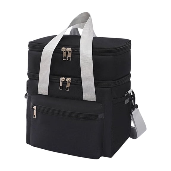 Insulated Lunch Bag, Double-Layer Thermal Lunch Box for Men Women, Large Capacity Portable Picnic Cooler, 9.4"X6.7"X10.6", Oxford Cloth, All-Day Freshness, for Work Travel Picnic.
