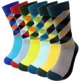 thumbnail image 1 of 4-6 pares de calcetines de vestir para hombre Calcetines de algodón peinado con patrón de colores funky Adepaton CJWUS-2731, 1 of 7
