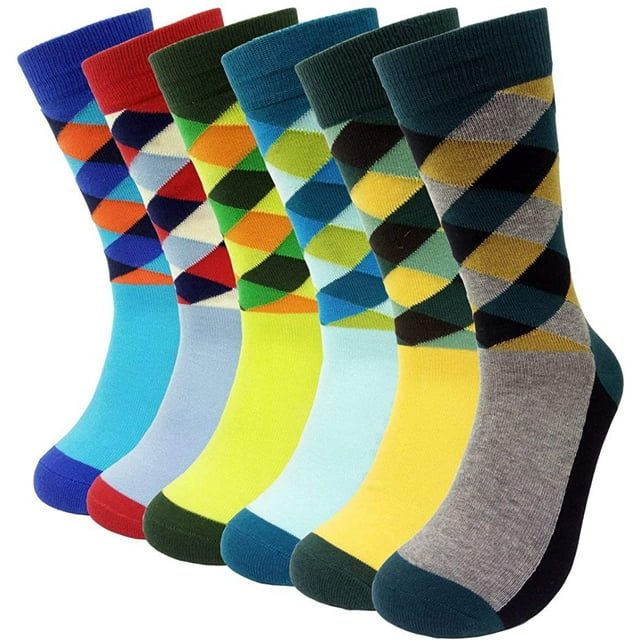 4-6 pares de calcetines de vestir para hombre Calcetines de algodón peinado con patrón de colores funky Adepaton CJWUS-2731