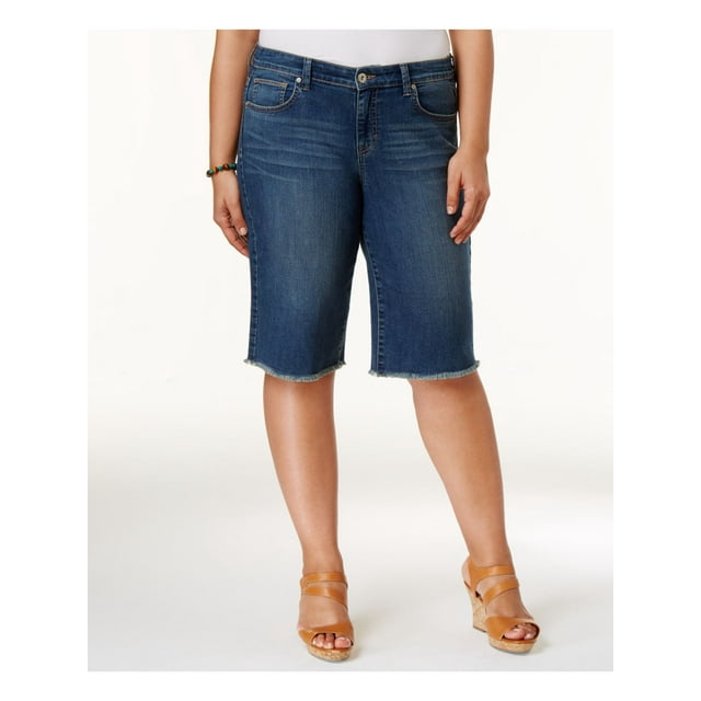 STYLE & COMPANY Womens Navy Bermuda Shorts Plus 24W