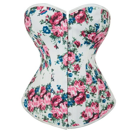 

Corsets Dressy for Women s Lace Up Boned Overbust Corset Bustier Pink Polka Dot Print Lingerie Bodycon Bodyshaper Top