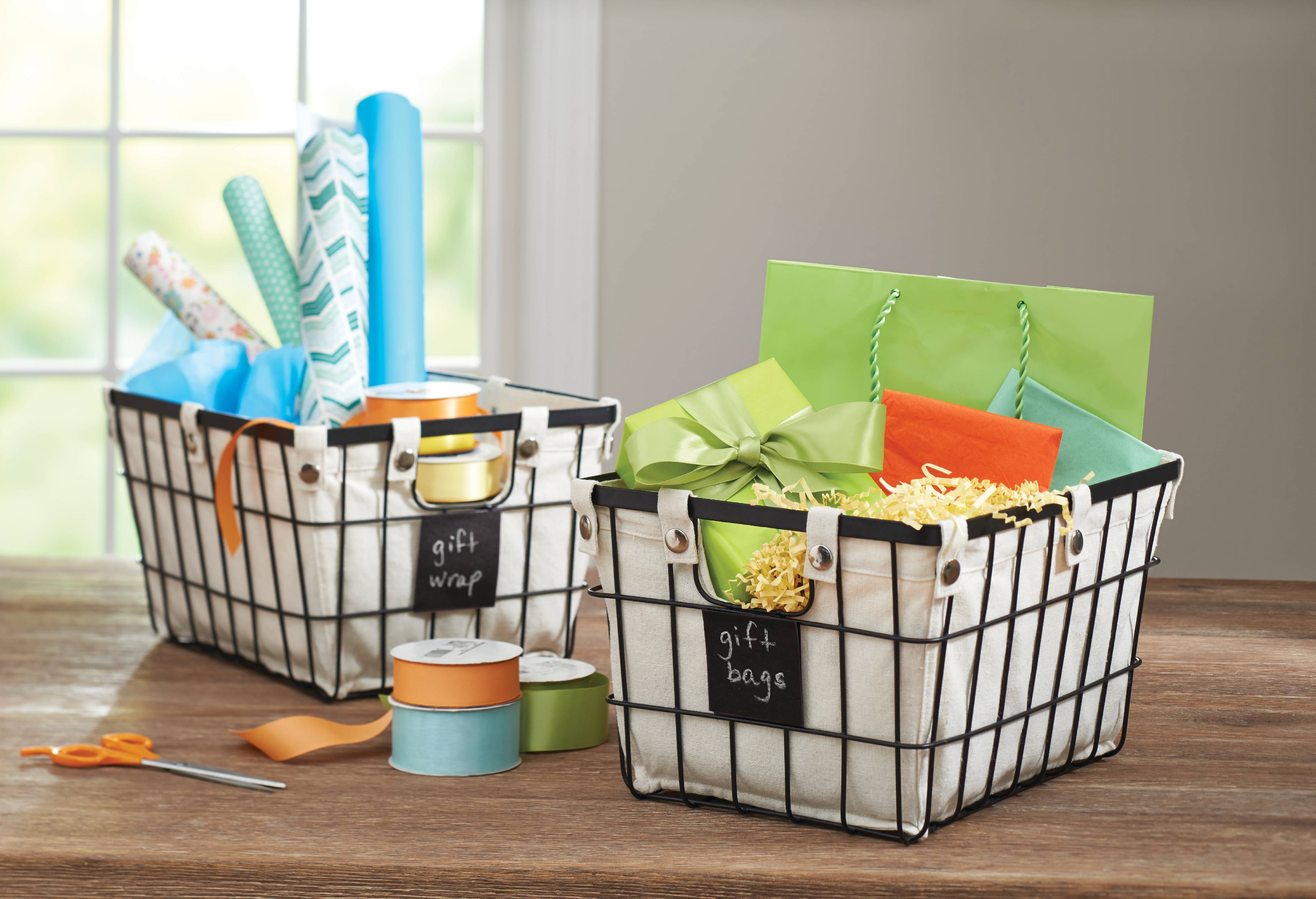 Better Homes and Gardens Small Wire Basket with Chalkboard, Black ...