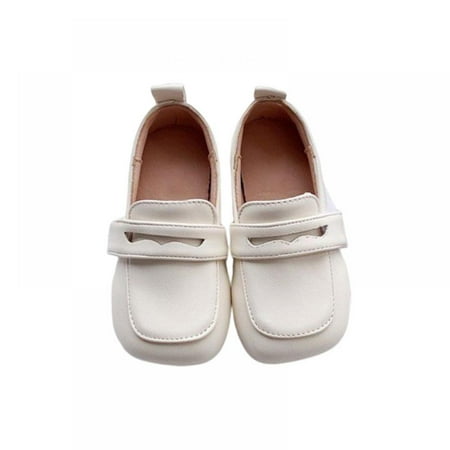 

Girls Leather Shoes for School Kids Black Simple Shallow Slip-on Children Flats Fashion Square Head Shoes