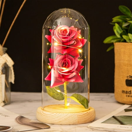 

Eternal Flower Simulation Rose Glass Cover Decoration LED Creative Night Light Gift For Girlfriend On Valentine s Day