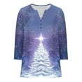 thumbnail image 5 of Christams Shirts for Women Loose Fit V Neck Xmas Tree Snowflakes Printed Plus Size Graphic Tee Festive Holiday Tops (L, Purple), 5 of 5