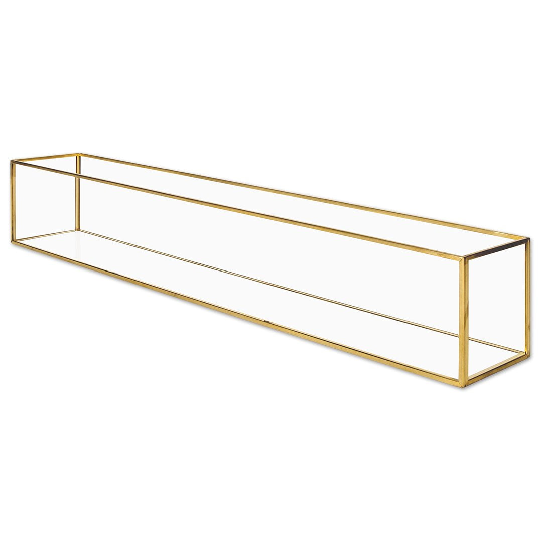 Rectangle Candle Holder glass/gold 45x15cm main image 1