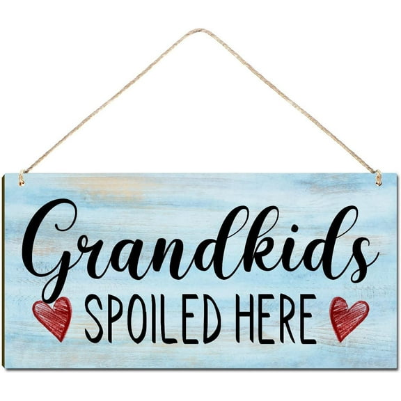 Rustic Wood Sign Hanging Wall Decor Welcome Sign Grandkids Spoiled Here House Warming Gift Funny Decorations Rustic Farmhouse Wall Pediments Art Decor Front Door Welcome Sign10x5 Inch