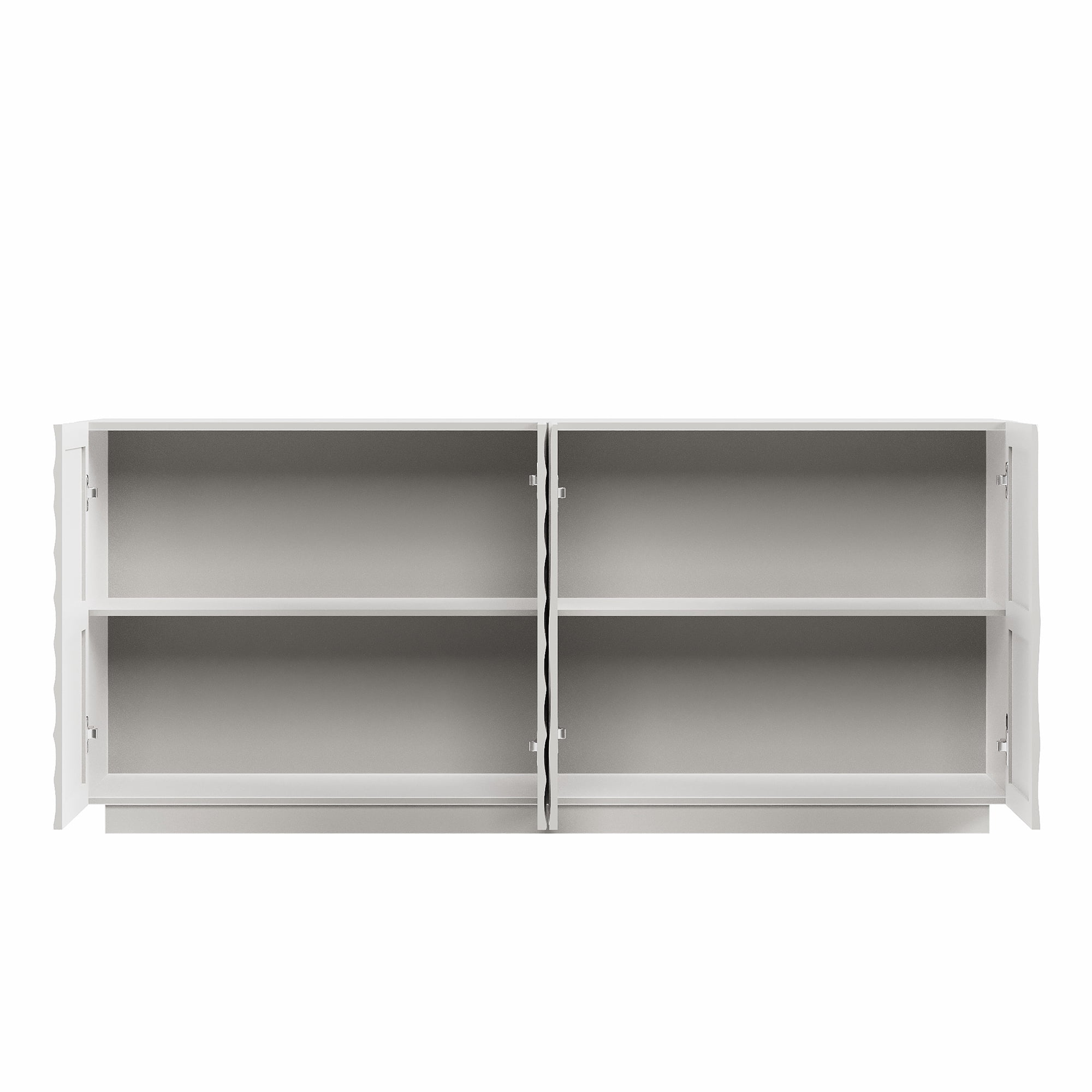 Leumius 59" Wide Modern Buffet Cabinet with 4 Storage Doors, Freestanding Luxury Sideboard Cabinet with Anti-Toppling Device, Accent Storage Buffet for Kitchen, Living Room White
