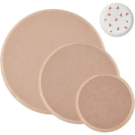 3Pcs Round Pottery Mold Ceramic Plate Forming Mould Density Board Printed Blanks Peeling Clay Plate