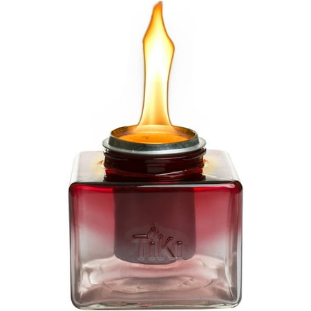 TIKI Brand 5" Clean Burn Glass Ombre Ice Table Torch, Red