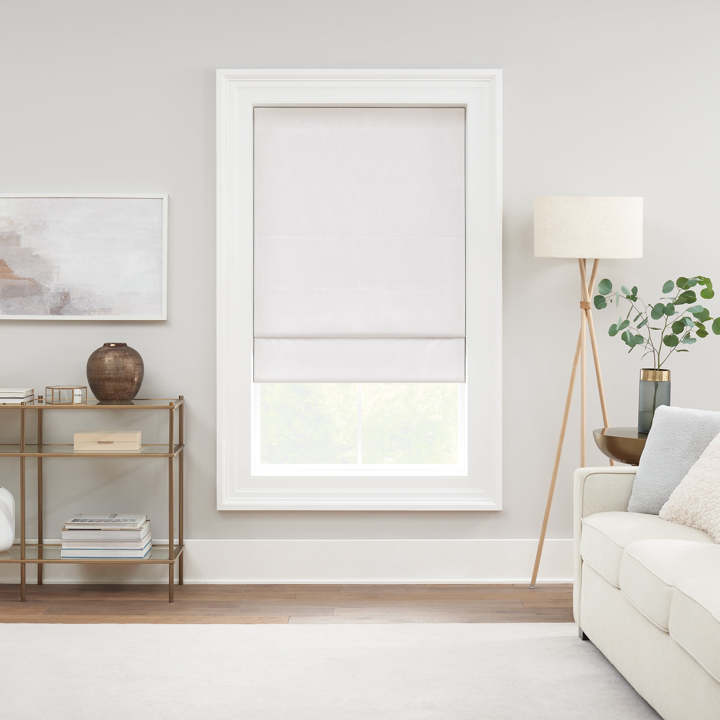 Eclipse Drew Textured Solid, 100% Total Blackout, Cordless Roman Shade, White, 36 x 64