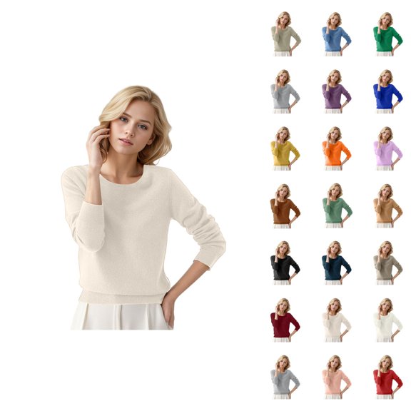 Sweater for Women 2026 Fall Winter Trendy Long Sleeve Crewneck Plain Cozy Knitted Sweaters Pullover Top