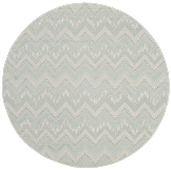 Safavieh Courtyard Thorley Chevron Indoor/Outdoor Area Rug, Light Gray/Aqua, 5'3" x 5'3" Round