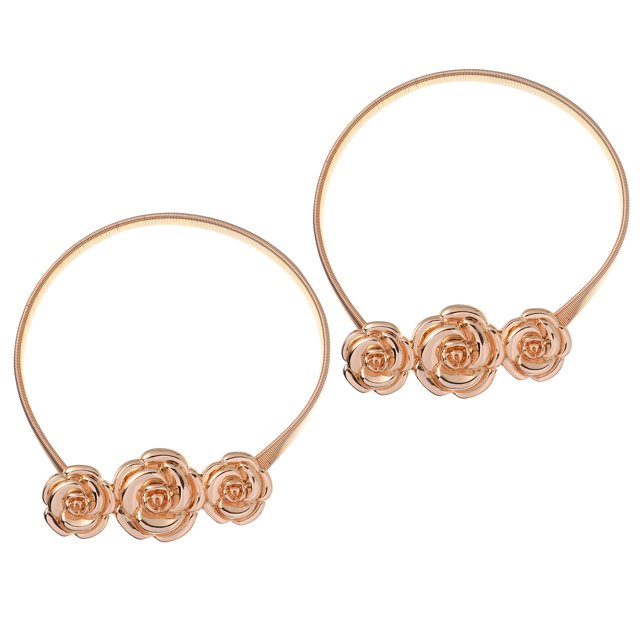 1 par de hebillas de metal sin perforaciones para cortinas, sujetacortina decorativos con forma de rosa