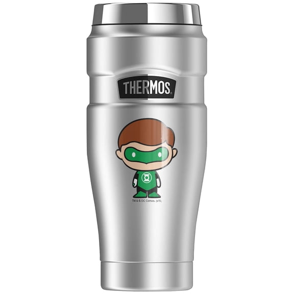 Green Lantern Cute Chibi, THERMOS STAINLESS KING Stainless Steel Travel Tumbler, Vacuum insulated & Double Wall, 16oz