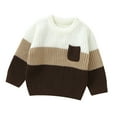 thumbnail image 1 of Glisme Knit Sweater For Girls Patchwork Color Block Knit Sweaters Thermal Sweatshirt Long Sleeve Shirt Knitted Fall Winter Breathable Top Clothes Coffee , 12-18 Months, 1 of 9