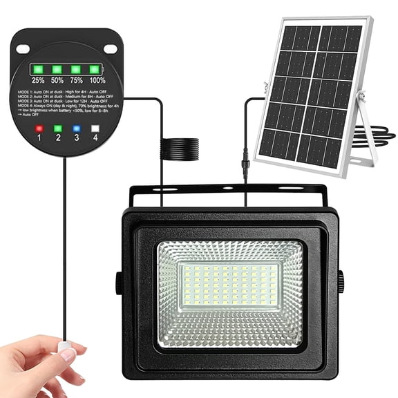 Solar Flood Lights Outdoor, 7500LM Dusk to Dawn Solar Lights with Pull String, Waterproof Outdoor Solar Powered Security Flood Light for Wall Porch Shed Barn