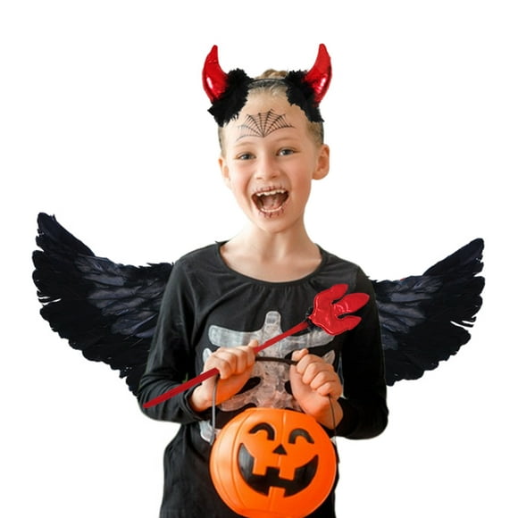 Cosplay Angel Wing Kids Angel Wings Set with Headband And Fairy Wand Faux Feather Angel Cosplay Wings for Halloween Cosplay Performance