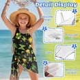thumbnail image 4 of Xixirimido Hibiscus Floral Palm Jamaican Flag Print Girls One Piece Bathing Suit with Mesh Cover Up, Adjustable Strap Swimwear One Shoulder Swimsuit for Girl with Removable Pad, Size 7-8 Years, 4 of 7