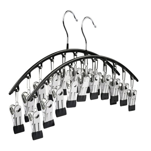 Behome 2 Pack Pants Hangers, Legging Organizer for Closet with 10 Clips, Space Saving Hanging Closet Organizer for Shorts, Jeans, Skirts, Pants