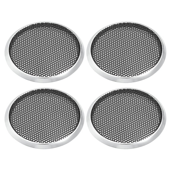 Unique Bargains 4 Pcs 1.5" Car Speaker Grills Cover Mesh Round 1.5 Inch Audio Subwoofer Protector Iron Silver Tone