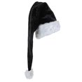 thumbnail image 1 of Christmas Velvet Santa Hat Unisex Comfortable Black and White for Adults, 1 of 5