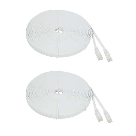 2X Cat 6 Ethernet Cable 100 Ft (30 Meters) Flat Slim Long Internet Network LAN Patch Cords,Cat6 High Speed Computer Wire
