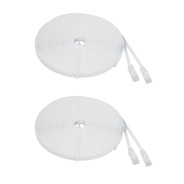 2X Cat 6 Ethernet Cable 100 Ft (30 Meters) Flat Slim Long Internet Network LAN Patch Cords,Cat6 High Speed Computer Wire