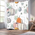 thumbnail image 2 of Pumpkin Thanksgiving Fall Shower Curtain Bathroom Decor 72Wx72L Inch Harvest Autumn Watercolor Halloween Green Leaves&nbsp;12 Pack Shower Hooks Polyester Fabric Bathtub, 2 of 6