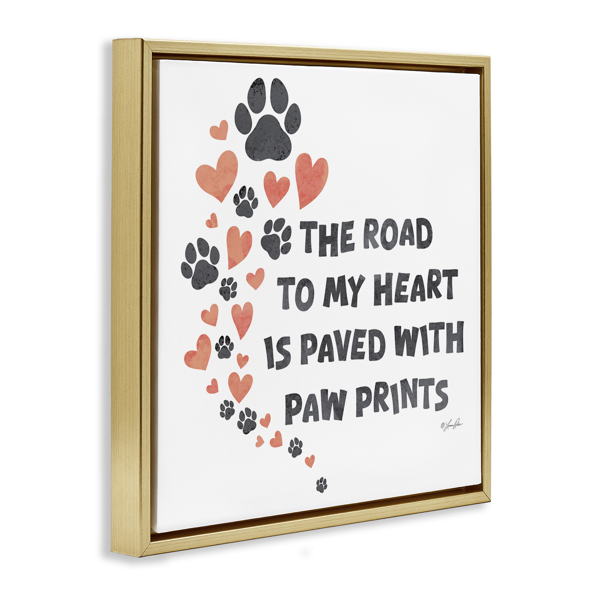 Stupell Industries Road To My Heart Typography Painting Gold Floater Framed Canvas Art Print Wall Art, 25 x 25