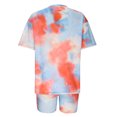 thumbnail image 5 of TrendVibe365 Summer Outfits for Women 2 Piece Shorts Tie Dye Gradient Crewneck Short Sleeve Shirts and Shorts Cosy Loose Fit Pajamas Lounge Set Loungewear Summer Outfits, 5 of 7