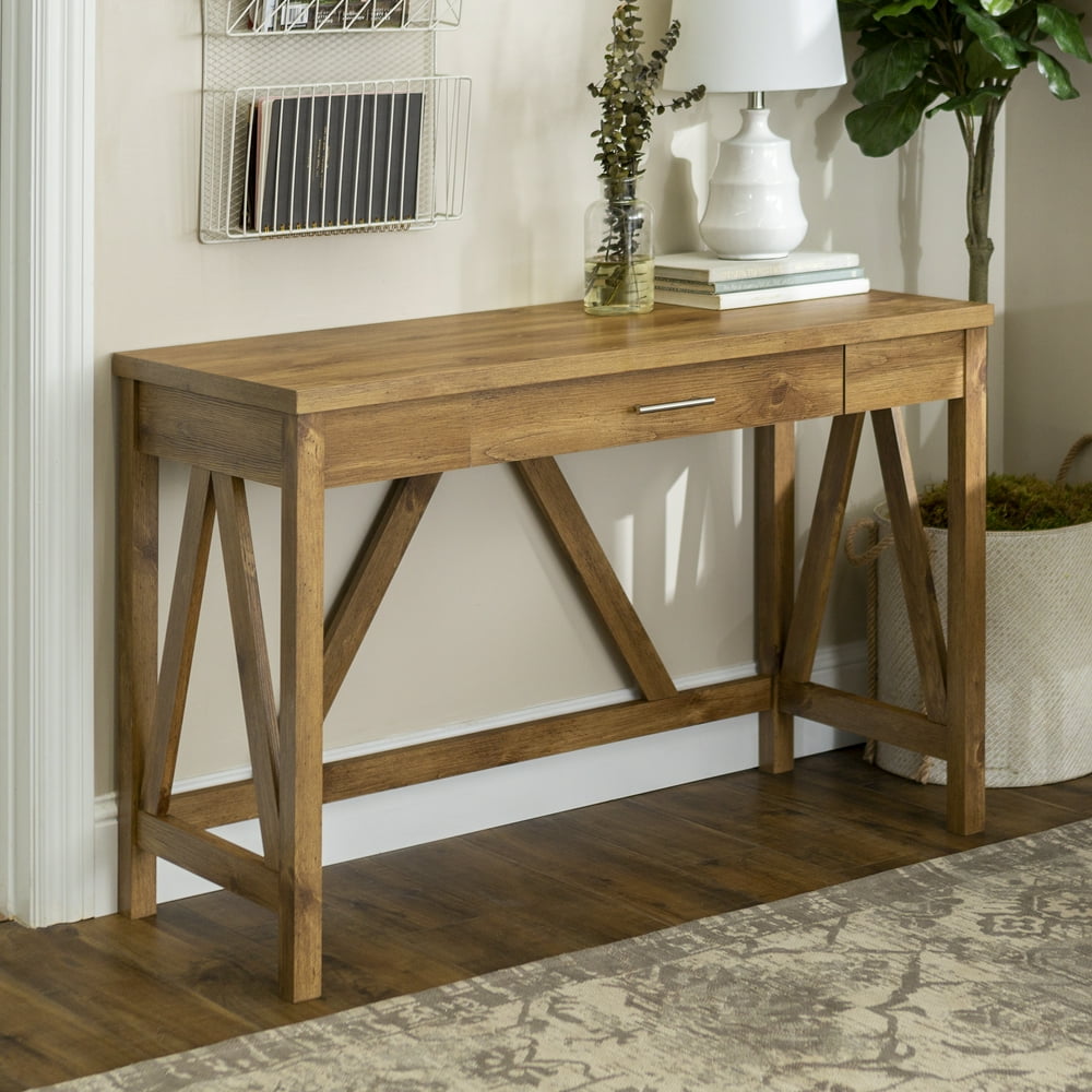 Woven Paths Rustic Farmhouse Computer Writing Desk with Drawer