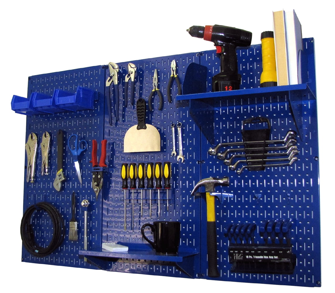 4ft Metal Pegboard Standard Tool Storage Kit Blue Toolboard & Blue Accessories