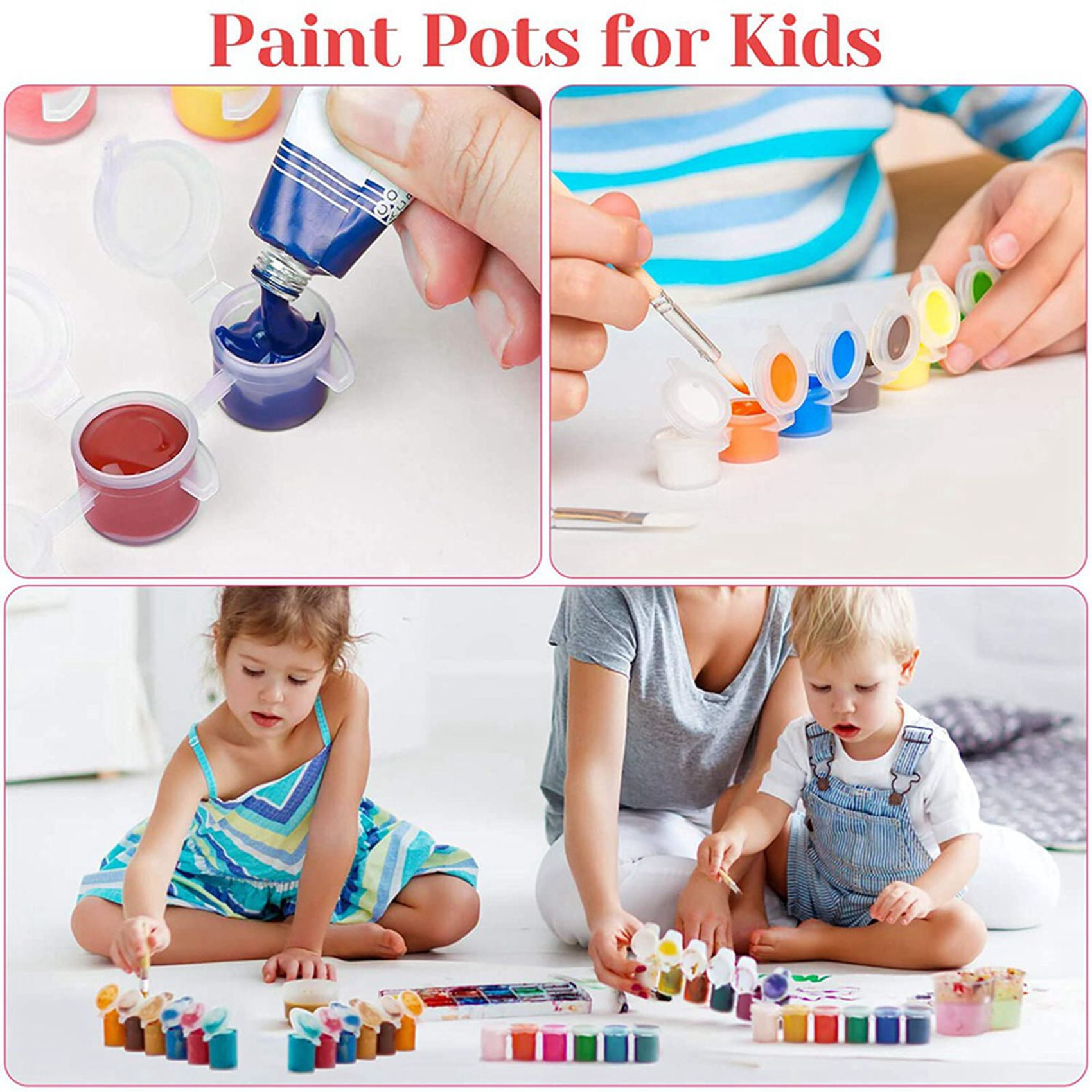 480Pieces Empty Paint Pot, 40 Strips Acrylic Mini Container Storage with Lids for Arts and Crafts 3Ml