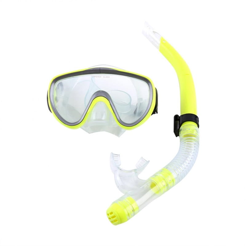 Diving Tempered Glass Snorkel Googles Set Half-dry Breathing Tube Snorkeling NEW 