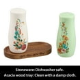 The Pioneer Woman Salt & Pepper Shakers with Acacia Wood Tray, Painted ...