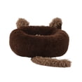 thumbnail image 1 of Cama redonda para gatos y perros con calefacción, base antideslizante y cojín, cómoda y confortable. Café 70cm, 1 of 9