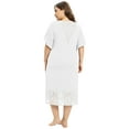 thumbnail image 3 of EFINNY Women's Plus Size Nightgowns Short Sleeve Lace Panels Sleepwear Round Neck Flutter Sleeve Nightwear Soft Homewear, 3 of 7