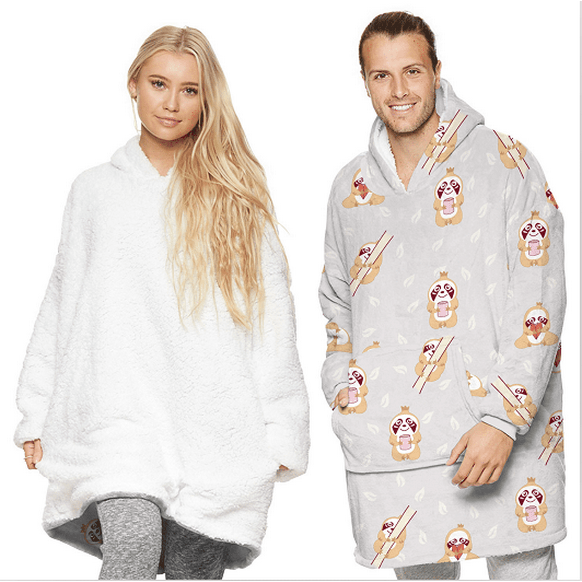Blanket Hoodie Wearable Oversized Plush Blanket Hooded Sweatshirt Cartoon Print Top with Warm Front Pocket Walmart