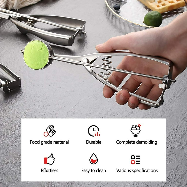  Spring Chef Multifunctional Small & Medium Cookie Scoop,  Stainless Steel, Black - 2 Product Bundle: Home & Kitchen