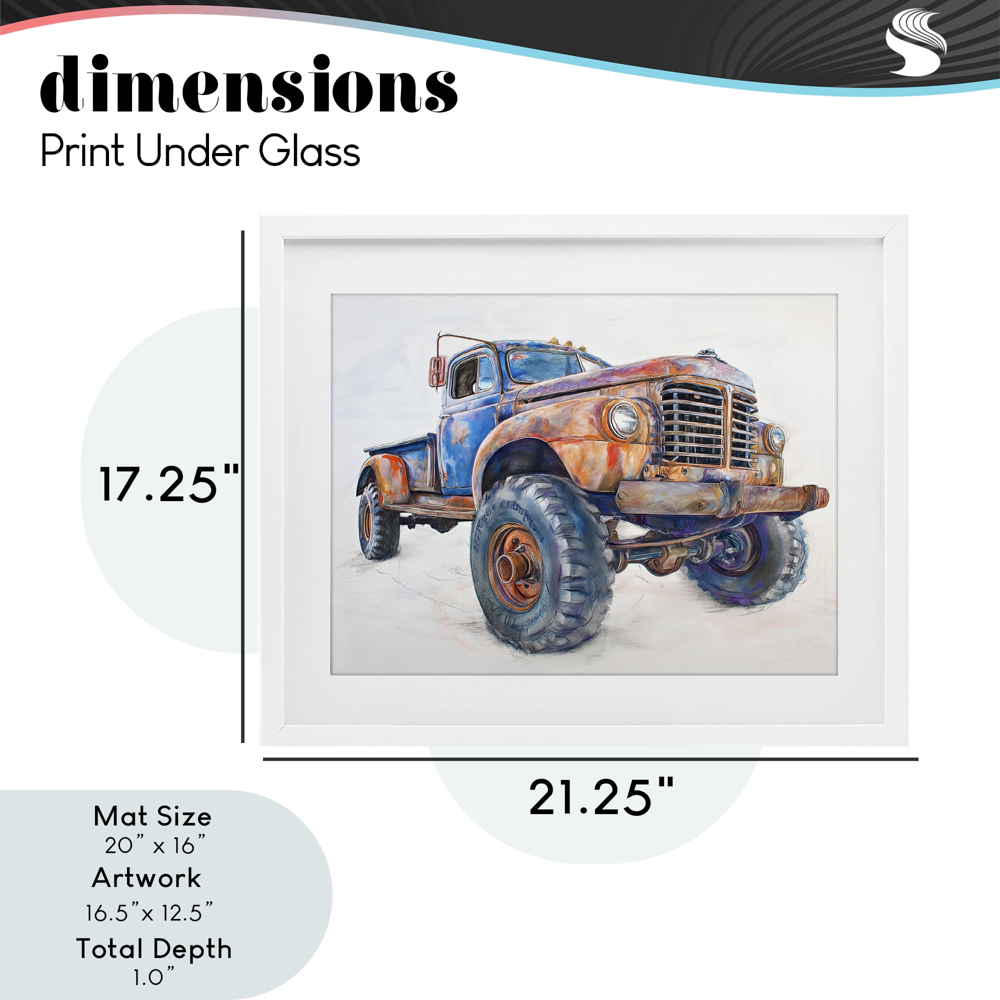Stupell Industries Old Rustic Truck Illustration White Framed Print Under Glass, design by Steve Hunziker
