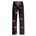 thumbnail image 4 of Women's Drawstring Valentine's Day Printed Casual Pants, Elastic Waist Lounge Pants for Women, Holiday Themed Sleepwear Pajama Pants, Comfortable Fit,Watermelon Red,S, 4 of 7