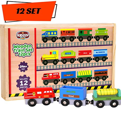 Wooden Train Cars 12 Pack A Kids Favorite Toy Train Set