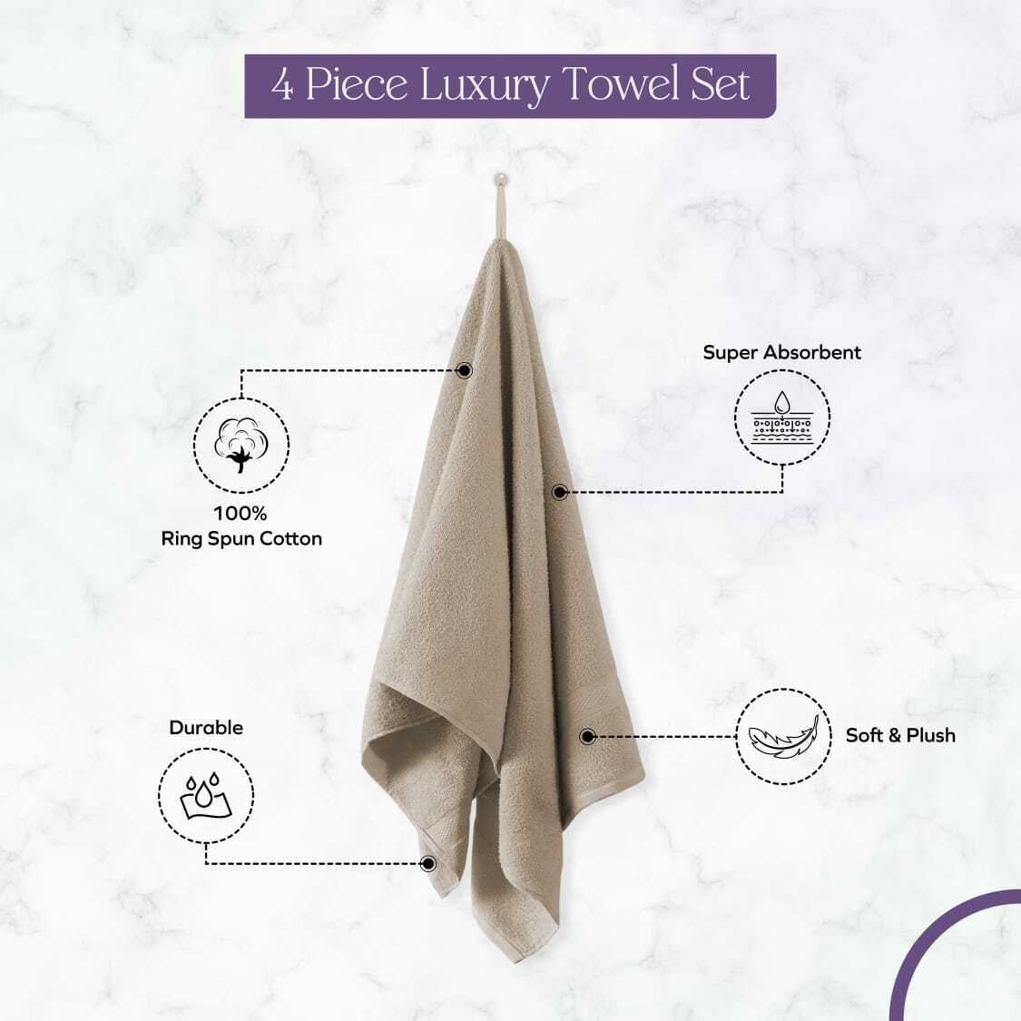 Luxury Combed Cotton Bath Towels Set 27x54 Inch Super Absorbent 500 GSM