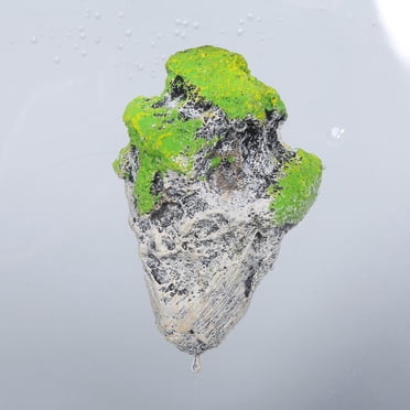 Fish Floating Rocks Ornament Landscape Moss Decorative Artificial Lifelike Decor Flying Suspended Green Simulation Stone[ 19.00*13.00*8.00]