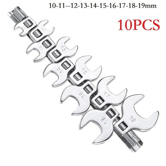 10pcs Metric Foot Open End Spanner Set 3/8 Inch Drive Crowfoot Wrench 10 19mm