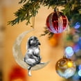 thumbnail image 4 of 1X Pendant Clearance! Animals Sitting on The Moon Ornaments for Christmas Tree Doubleprinted Acrylic Hanging Pendant for Christmas Tree Decorations Window Wall Hanging Ornament Living Room, 4 of 4